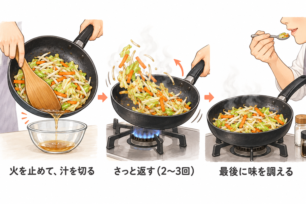 野菜炒め水っぽいときの対処